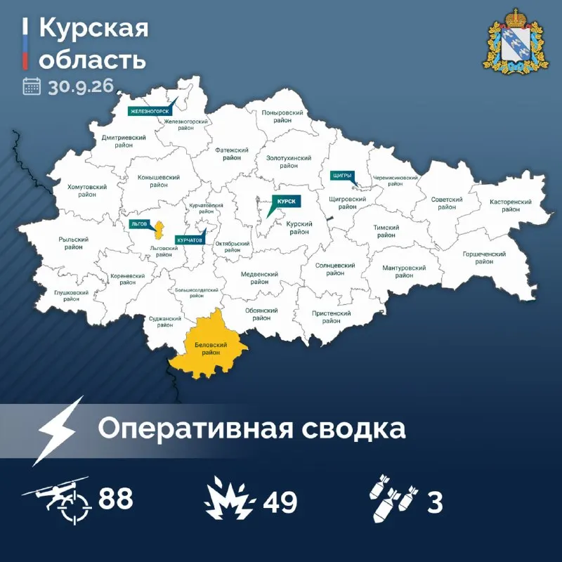 Пост канала «Курская область» от 30 сентября 2026 г.