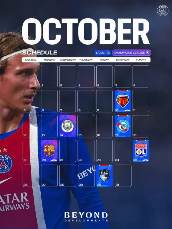 Post by “PSG | Paris Saint-Germain” from October 1, 2026