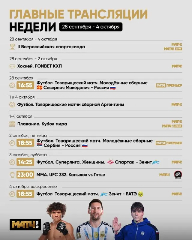 Пост канала «Александр Тащин l Матч ТВ» от 28 сентября 2026 г.